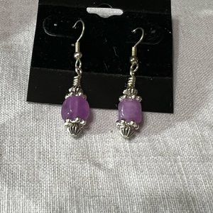 New handmade purple amethyst stone earrings